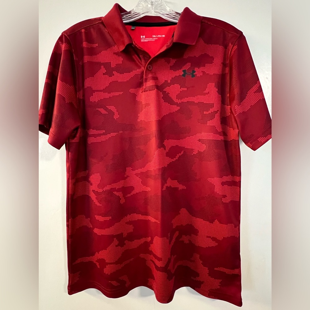 Boys Under Armour red camo polo Youth XL (18/20)